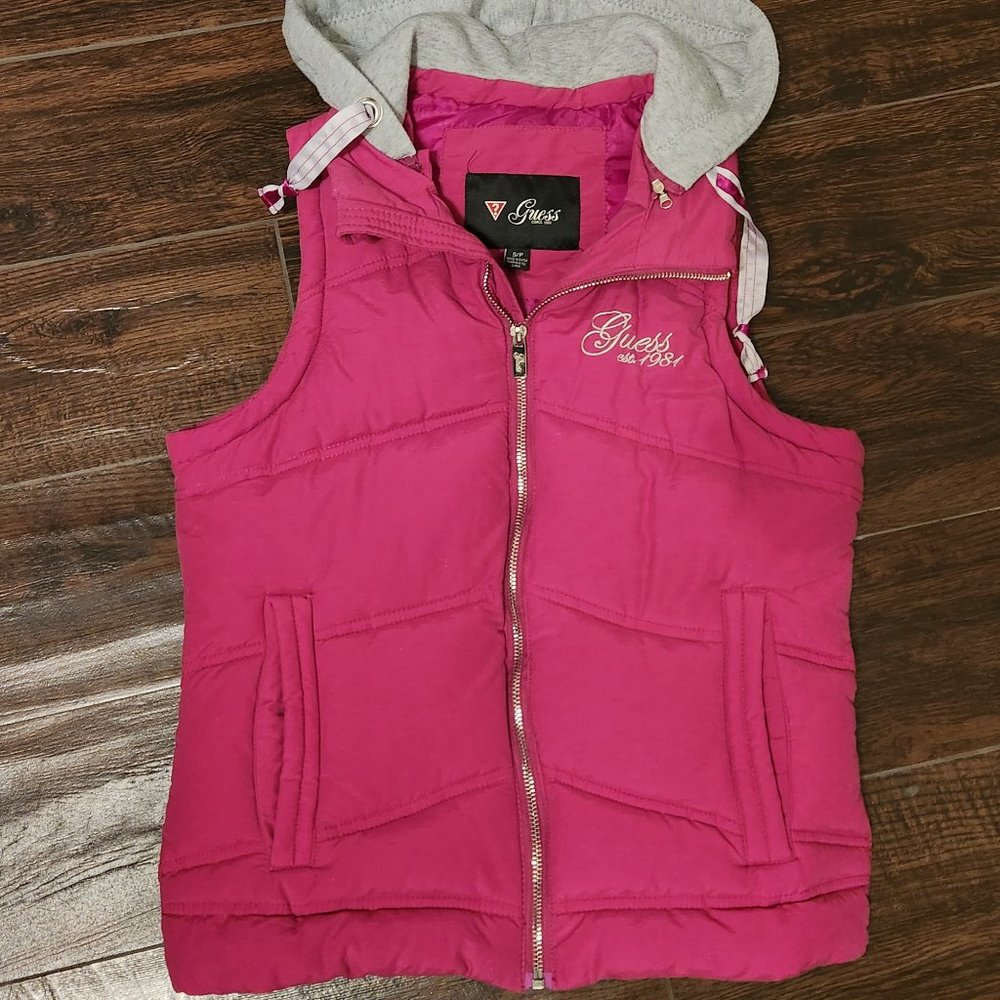 GUESS - Women's Thicken Winter Vest with Hood